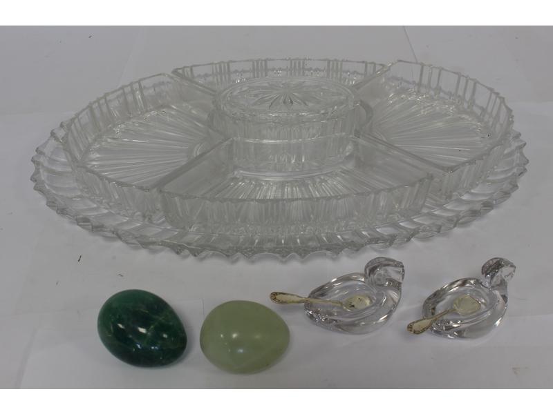 CENTRE DE TABLE ovale en cristal moulé à...