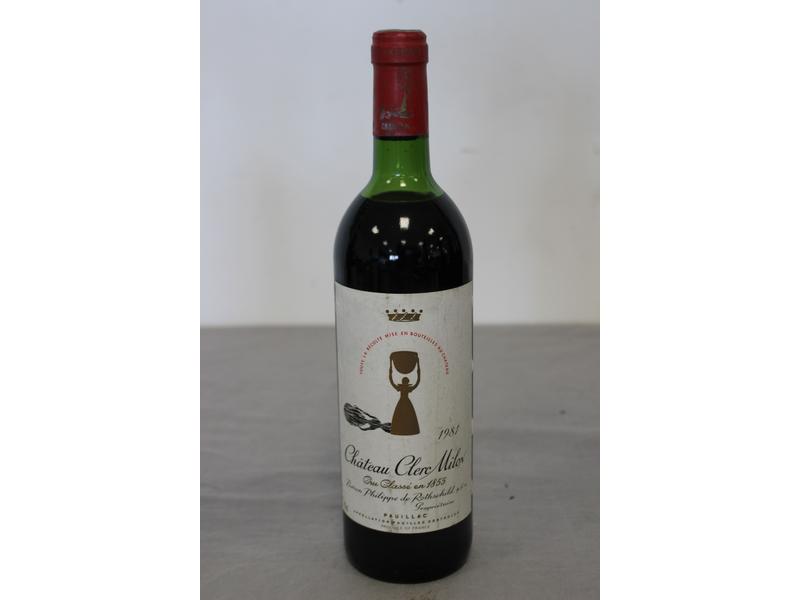 1 Blle CH. CLERC MILON Pauillac GCC 1981