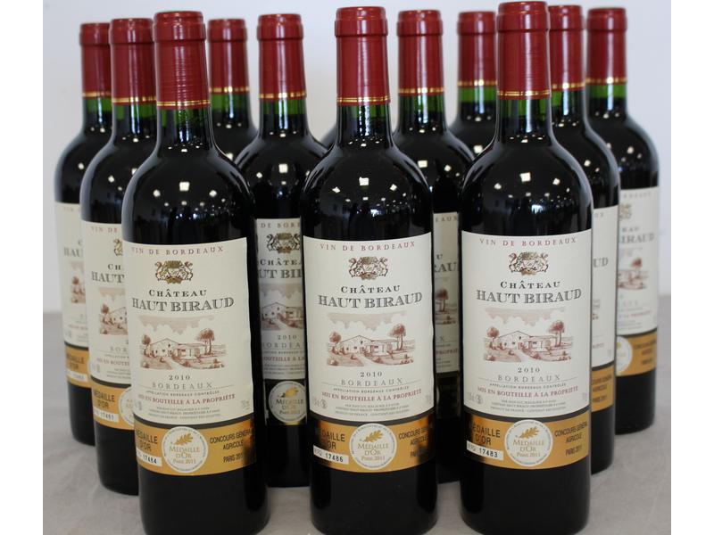 12 Blles CH. HAUT-BIRAUD Bordeaux 2010