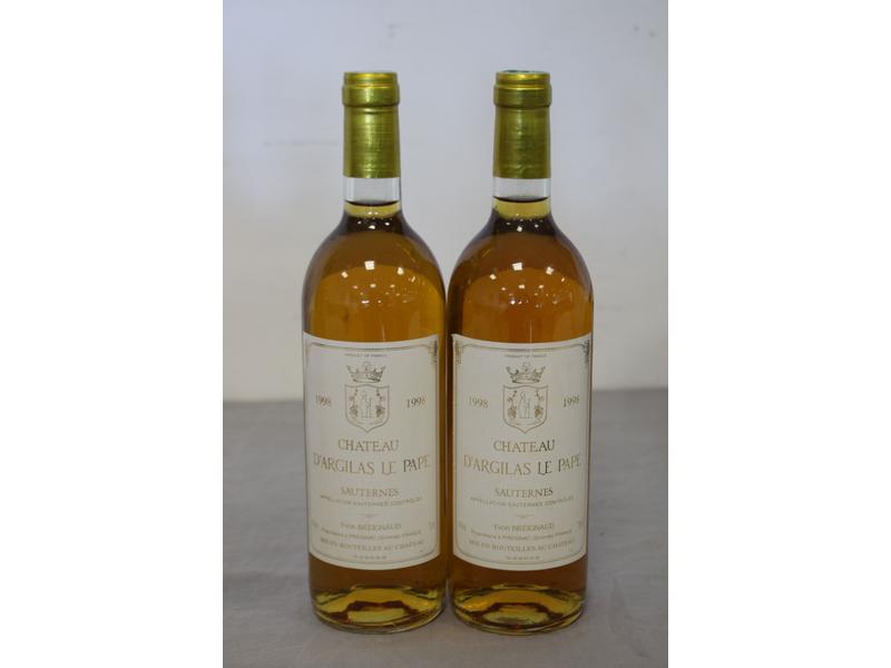 2 Blles CH. D'ARGILAS LE PAPE Sauternes ...