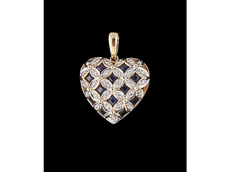 PENDENTIF coeur en or jaune (18k) pavé de...