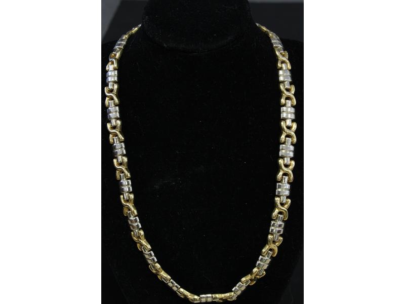 COLLIER en or jaune (18K) deux tons, à maillons...