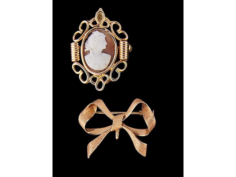 BROCHE NOEUD en or jaune (18K) et BROCHE...