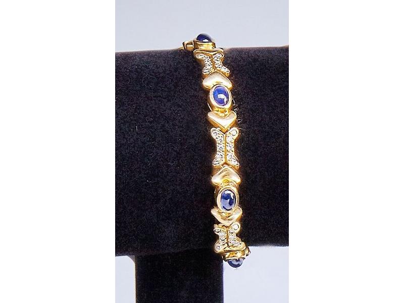 BRACELET souple en or jaune (18K) serti de...