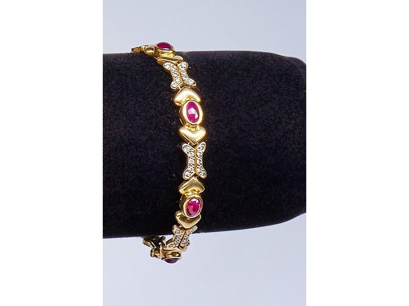 BRACELET souple en or jaune (18k) serti de...