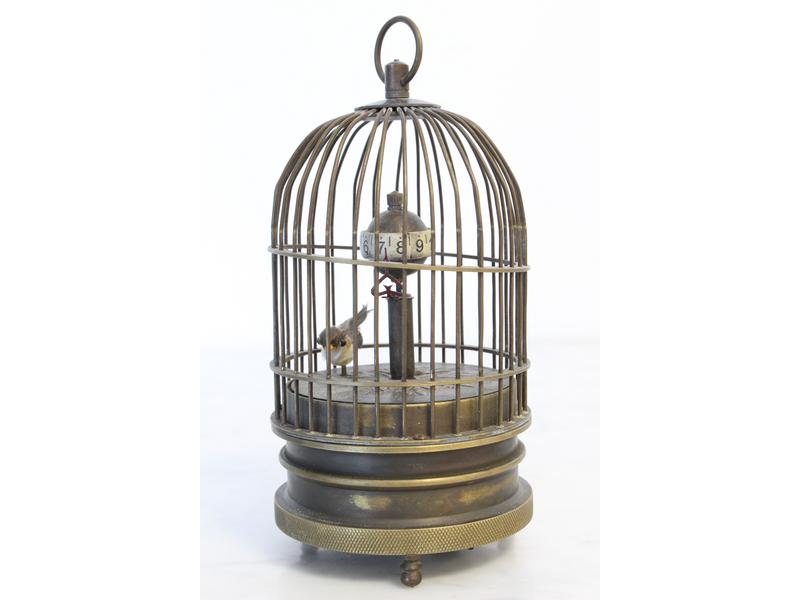 PENDULETTE automate à oiseau en cage formant...