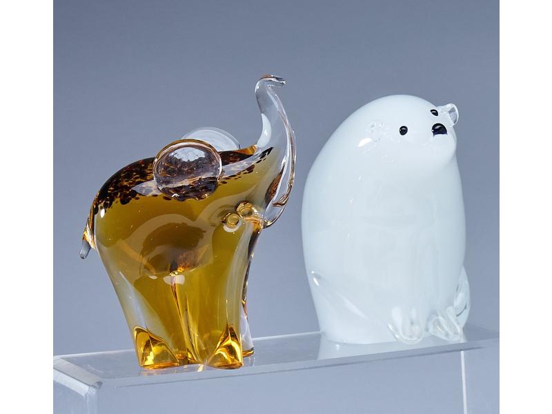 OURS signé Formia ET ELEPHANT en verre soufflé...