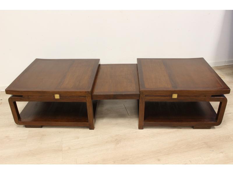 TABLE BASSE en bois exotique, rectangulaire,...
