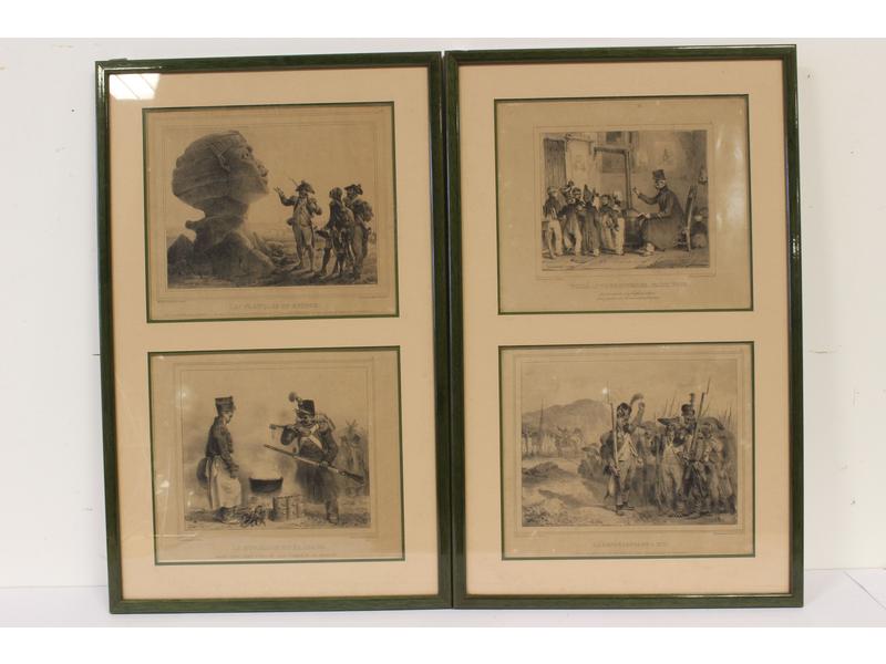 SIX LITHOGRAPHIES en noir encadrées par paire...