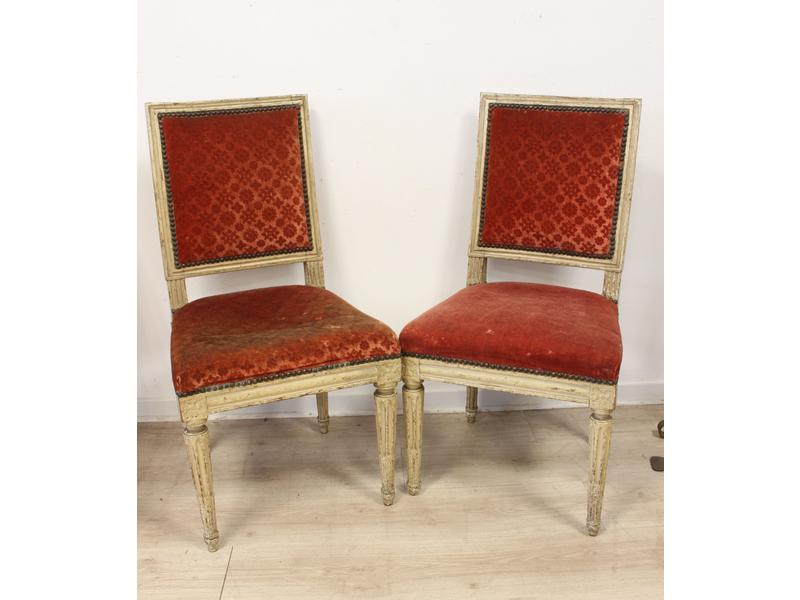 PAIRE DE CHAISES à dossier plat carré en...