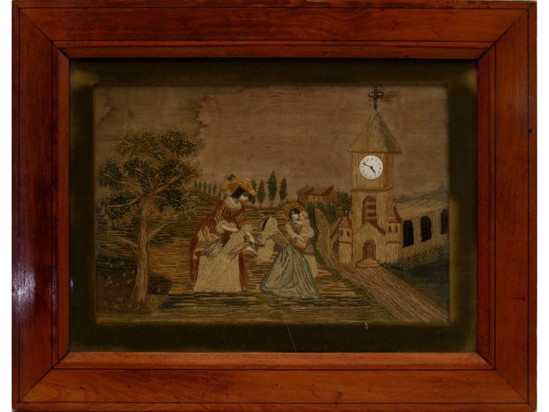TABLEAU brodé représentant des jeunes femmes...