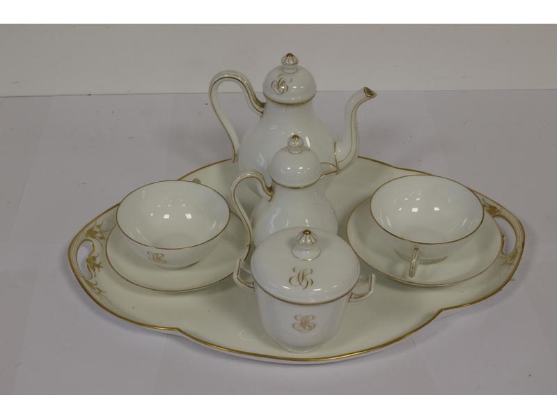 TÊTE A TÊTE en porcelaine blanche à filets...