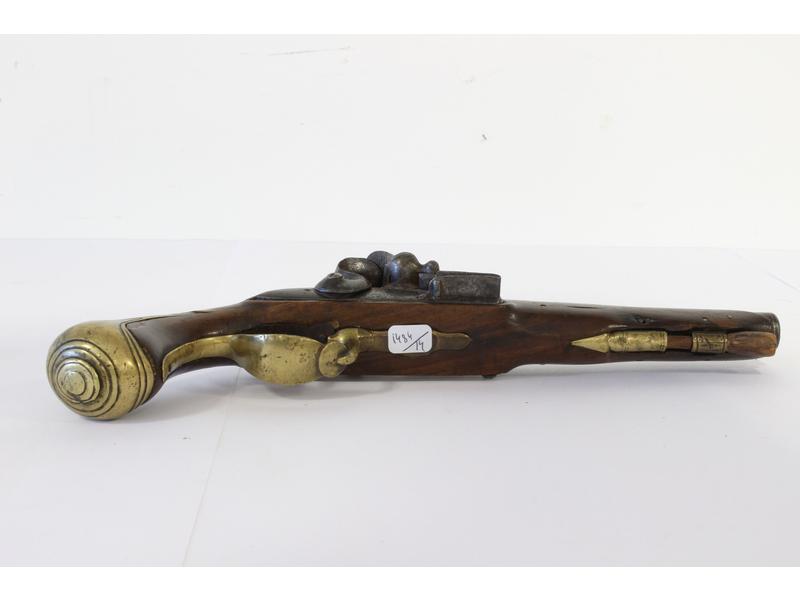 PISTOLET D'OFFICIER à silex, à canon rond...