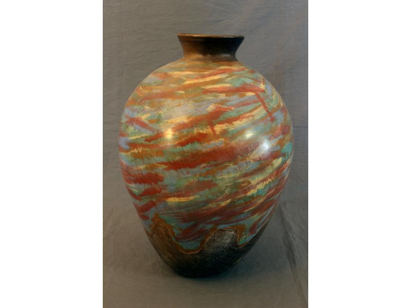 VASE ovoïde à col en terre cuite émaillée...