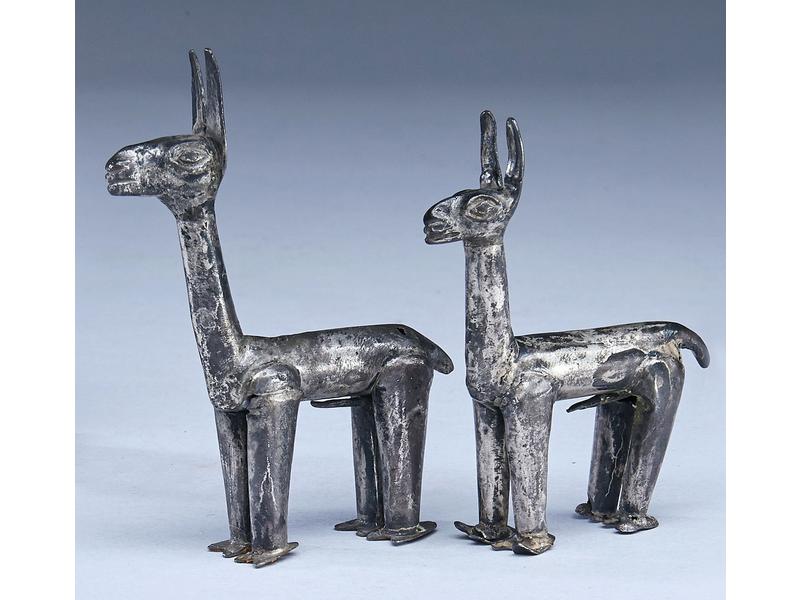 BELLE PAIRE DE DE CONOPAS figurant deux lamas...