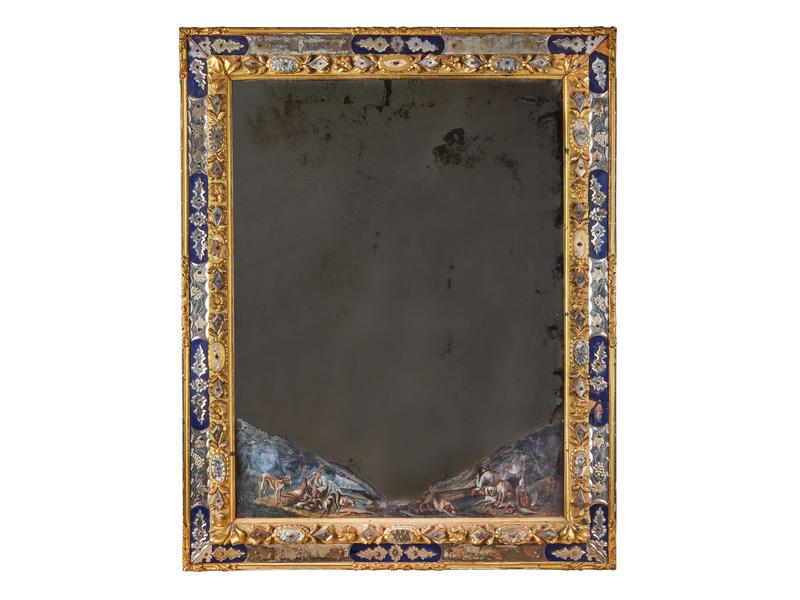 GRAND MIROIR rectangulaire au mercure, peint...