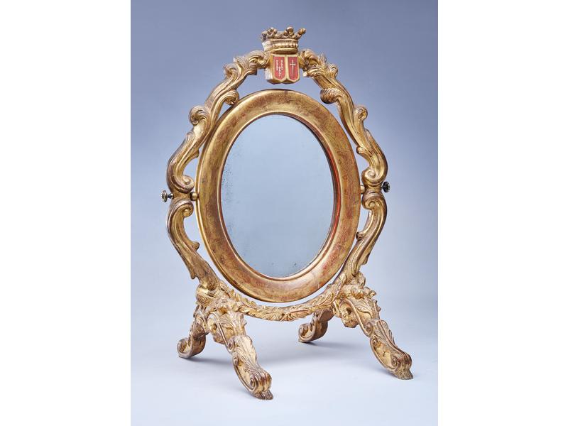MIROIR DE TABLE ovale en psyché, en bois...