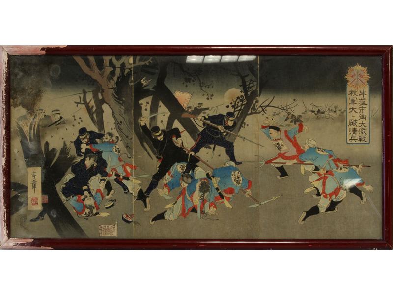TROIS TRIPTYQUES D'ESTAMPES japonaises en...