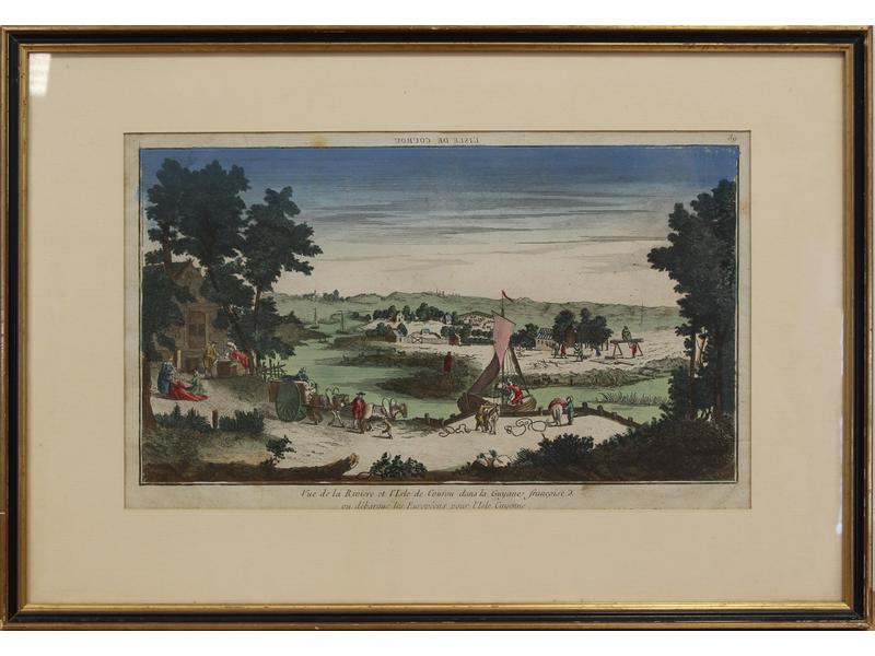 VUE D'OPTIQUE gravée en noir réhaussée d...
