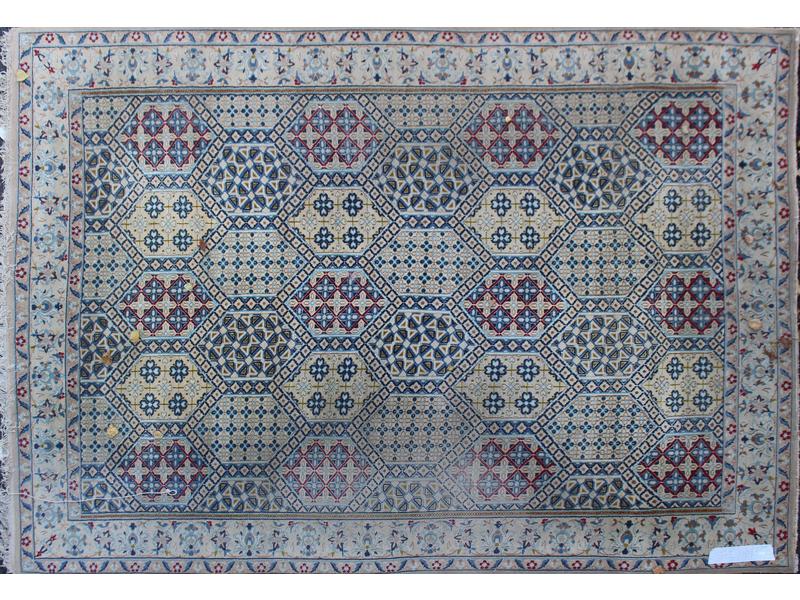 TAPIS rectangulaire en laine à fond beige,...