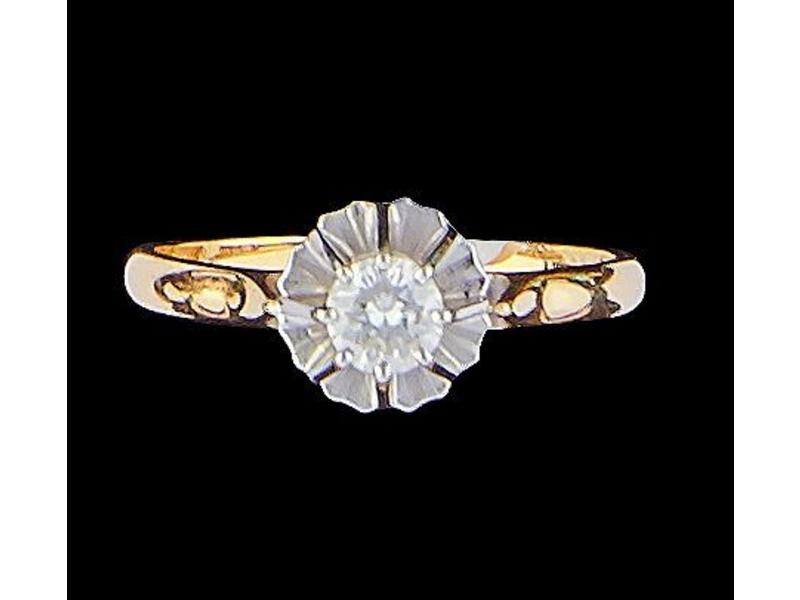 BAGUE type solitaire en or jaune (18K) et...