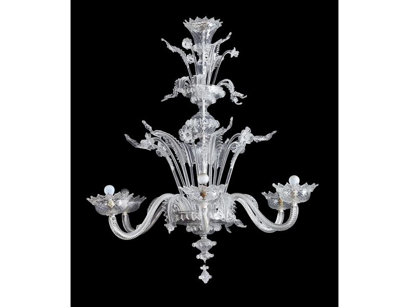 LUSTRE en verre soufflé transparent à six...
