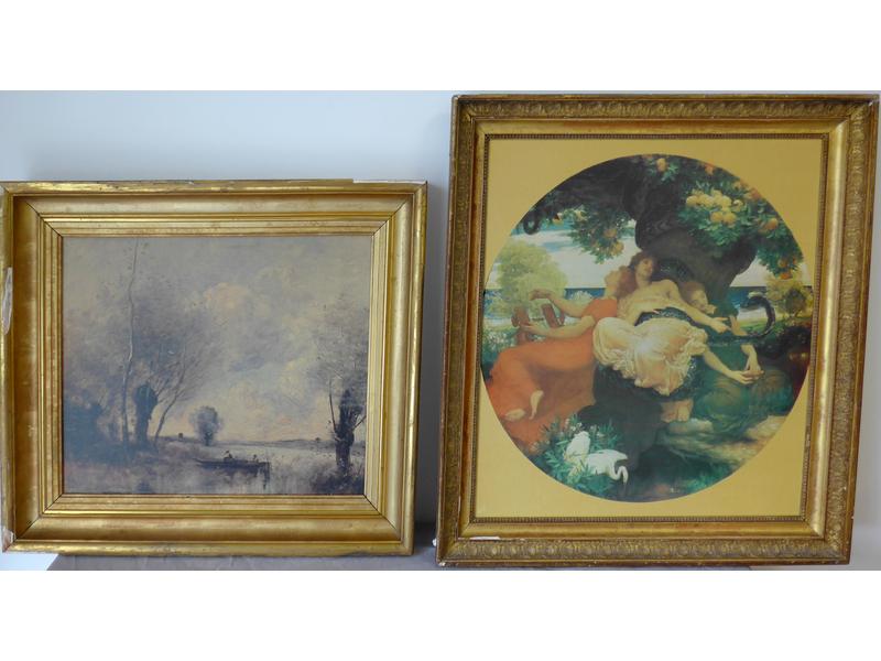 DEUX REPRODUCTIONS en couleurs : "La barque...
