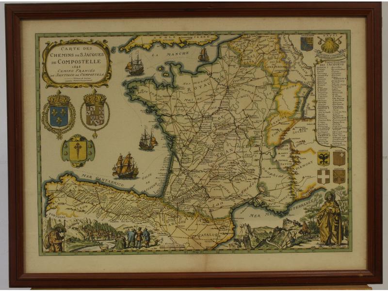 TROIS CARTES gravées en couleurs réhaussées...