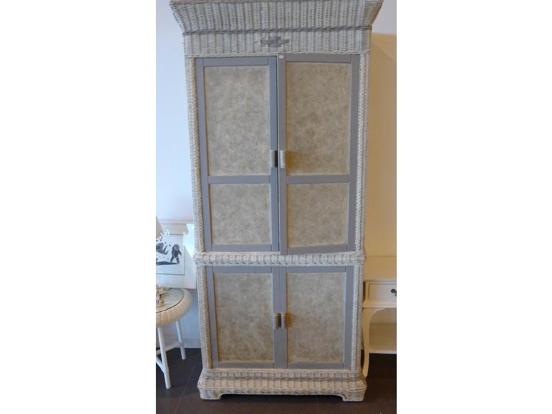 "BUFFET DEUX CORPS rectangulaire en rotin...