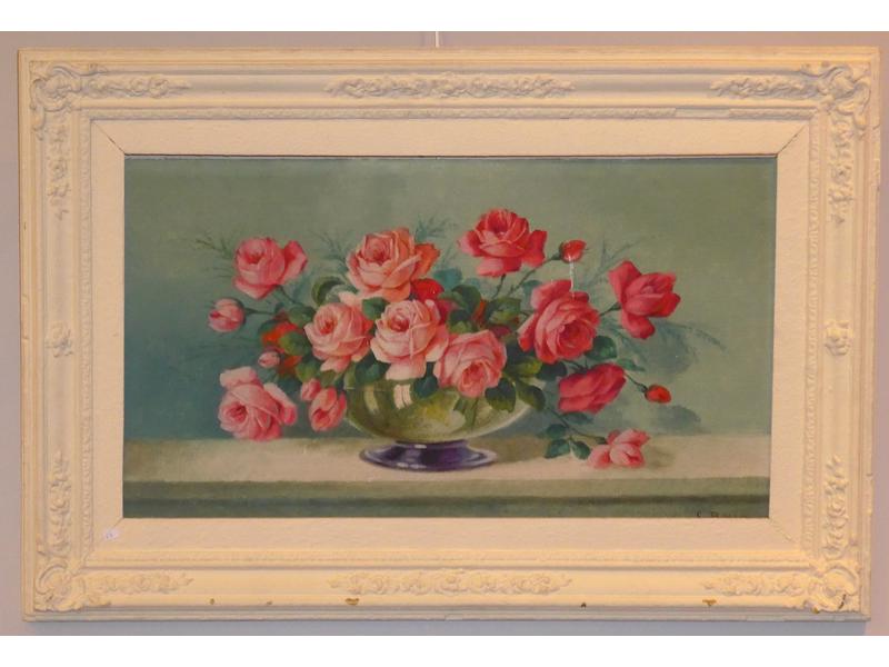C. ROGER, Nature morte aux bouquets de roses,...
