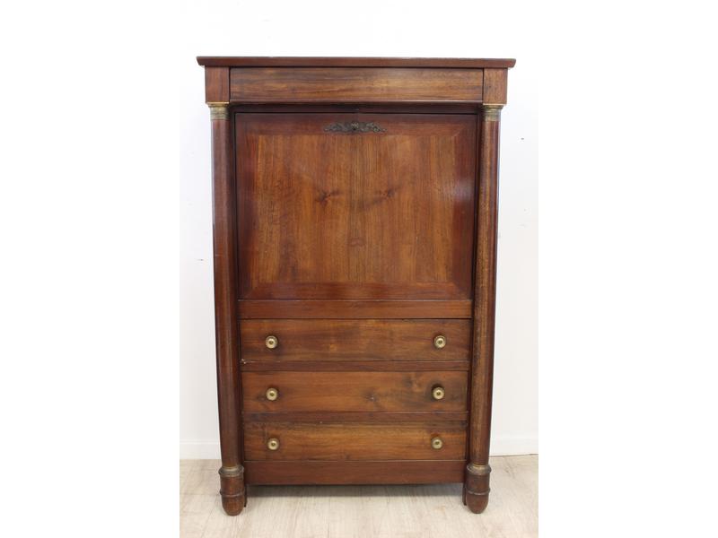 SECRETAIRE rectangulaire en acajou et placage...