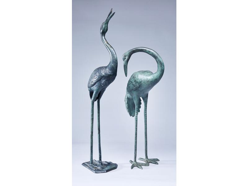 PAIRE DE SCULPTURES en bronze et tôle de...