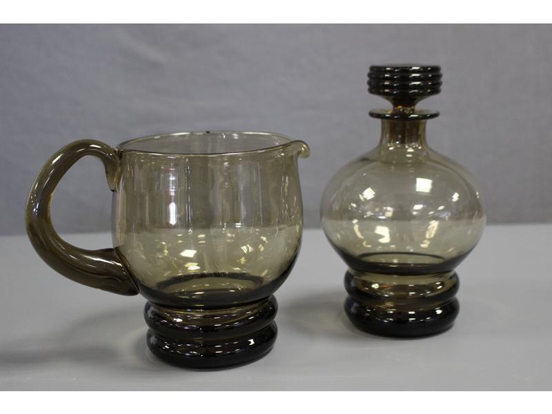 PICHET et CARAFON couvert en verre fumé ...