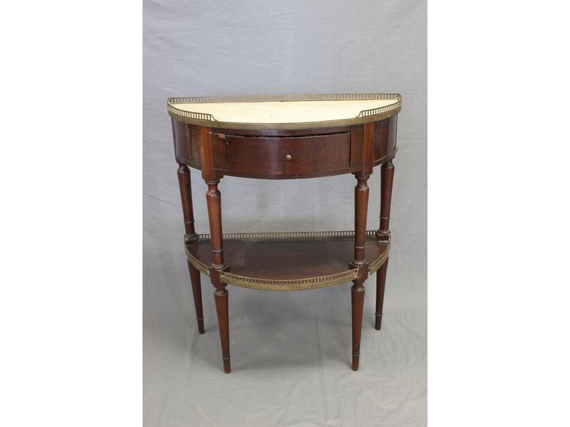 PETITE CONSOLE demi-lune en acajou et placage...