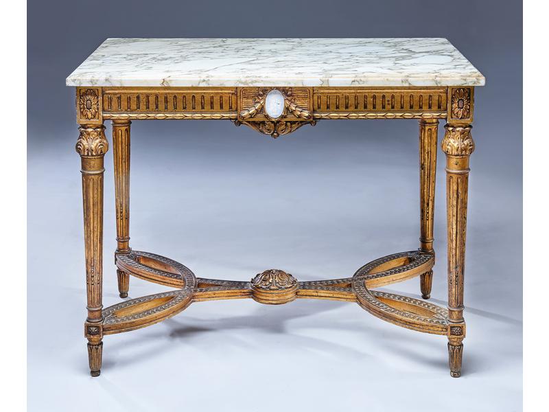 TABLE DE MILIEU rectangulaire en bois doré,...