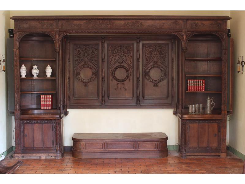 IMPORTANTE BIBLIOTHEQUE DE BOISERIE en chêne...