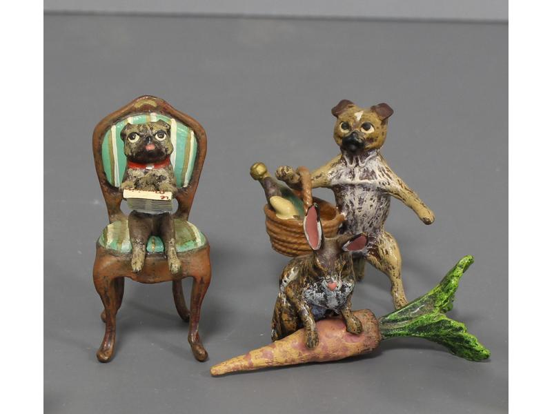 TROIS FIGURINES en BRONZE DE VIENNE poly...