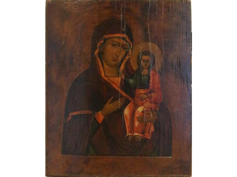 ICÔNE religieuse sur un panneau de chêne...