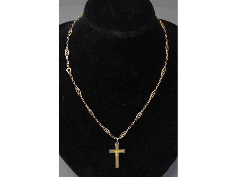 CRUCIFIX et CHAÎNE en or jaune et gris (...