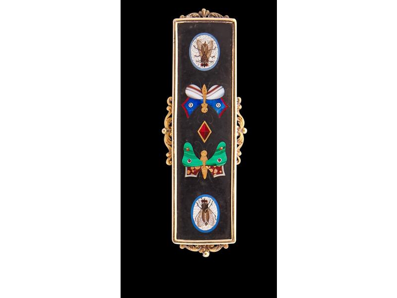 PLAQUE en micromosaïque et marqueterie de...