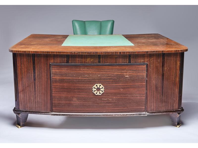 BUREAU DE DIRECTION de forme courbe en placage...