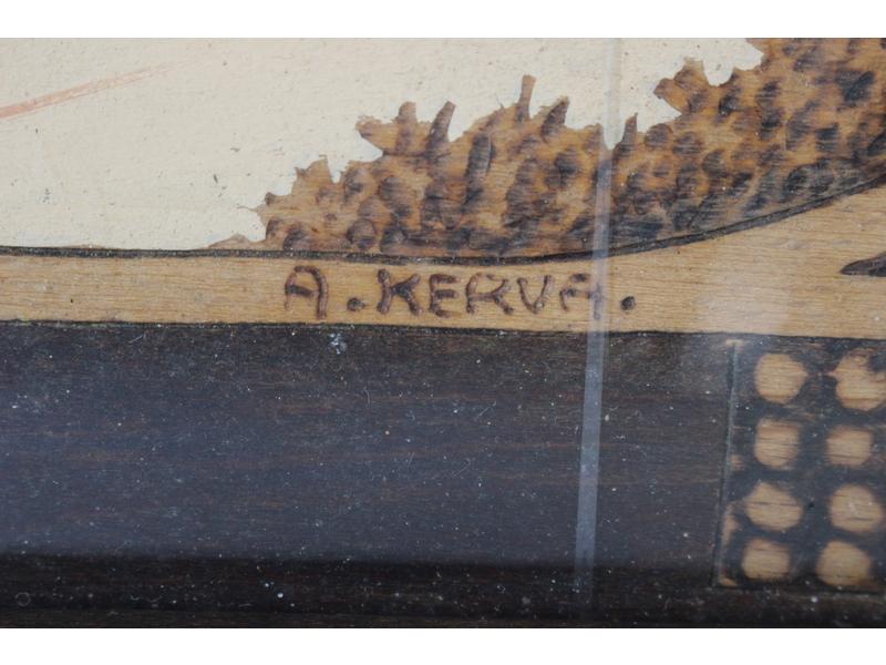 PLATEAU rectangulaire en chêne à décor en...