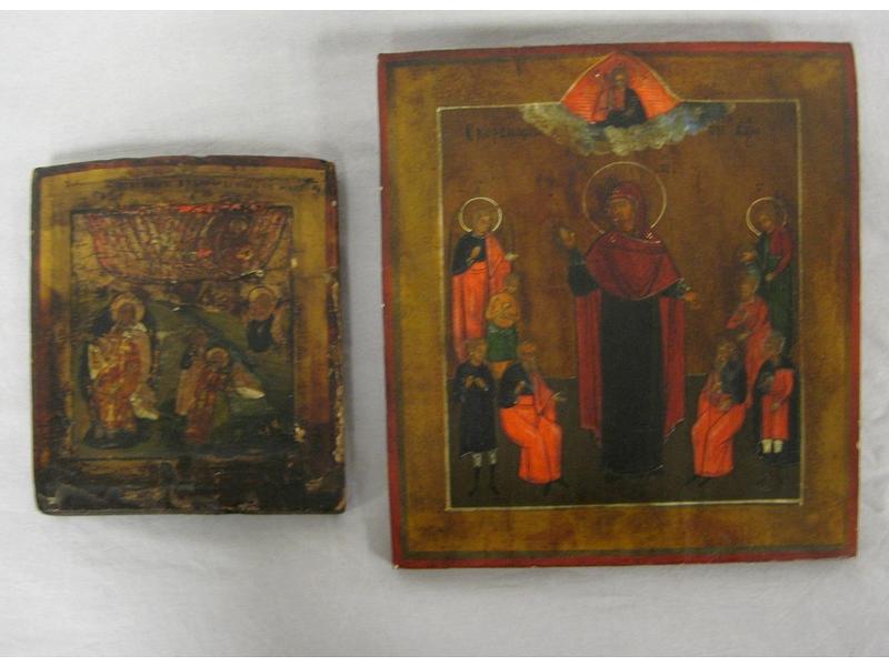 DEUX ICONES orthodoxes, l'une figurant probablement...