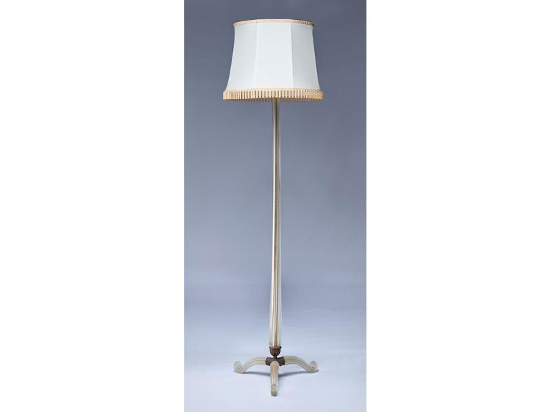 LAMPADAIRE en verre soufflé blanc cannelé...