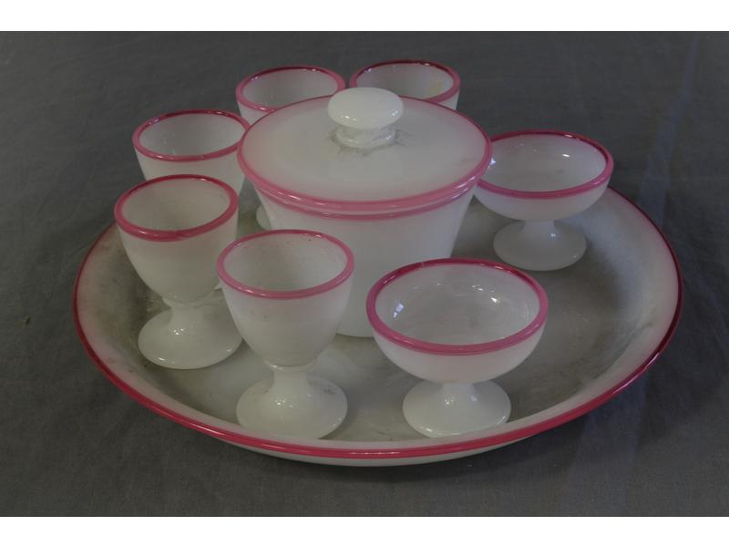 SERVICE A OEUF en verre opalescent bulle...