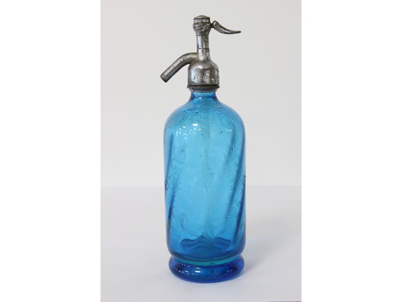 SIPHON en verre teinté bleu marqué "Maison...