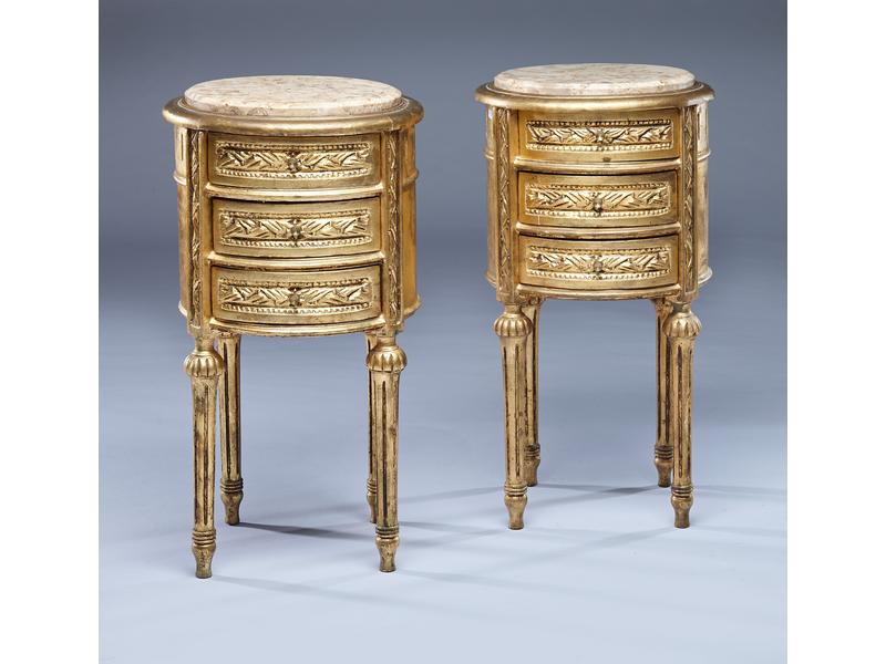 PAIRE DE TABLES DE CHEVET de forme tambour...