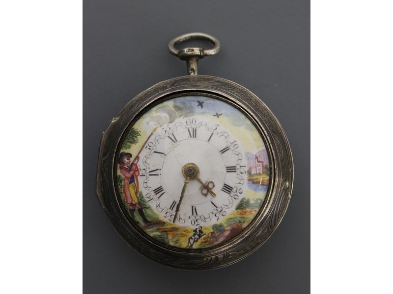MONTRE oignon en argent, mouvement à coq...