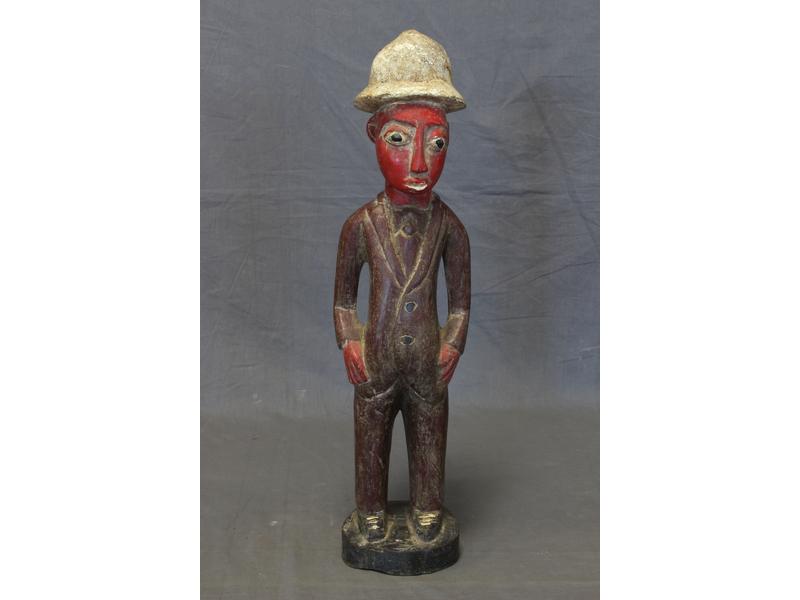 STATUETTE DE COLON en bois sculpté polychrome...