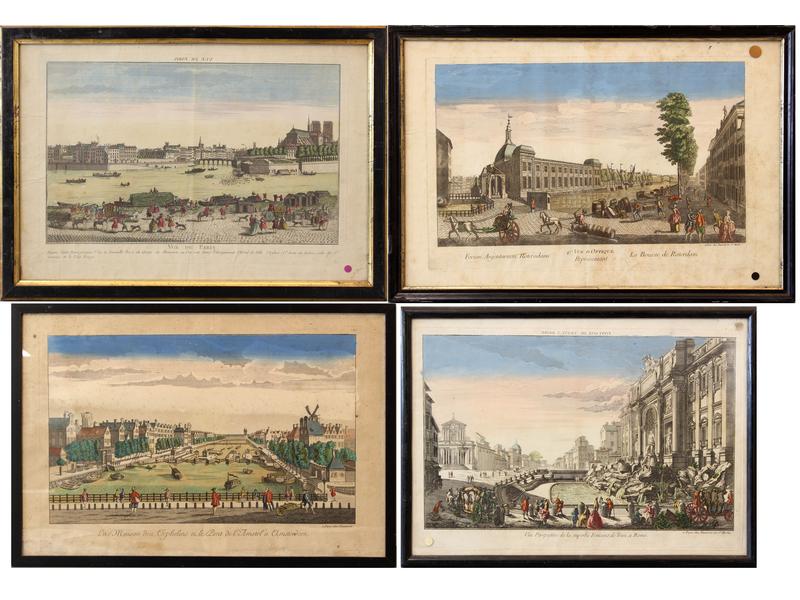 QUATRE VUES D'OPTIQUE du XVIIIe siècle gravées...